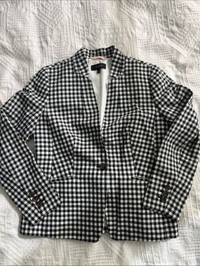 Talbots Black & White Gingham Single-Button Blazer